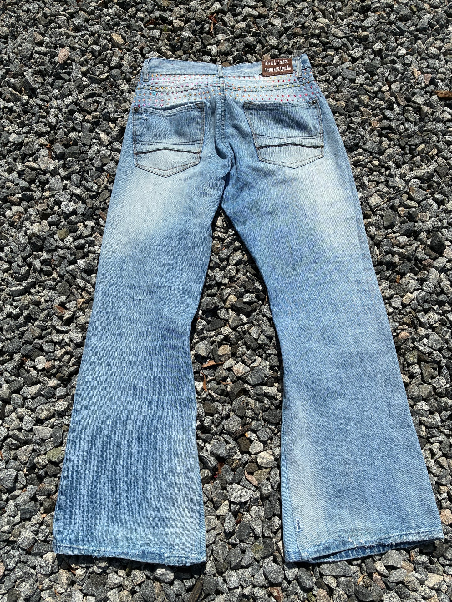 Reworked with Leather Express Bootcut Jeans 32x32