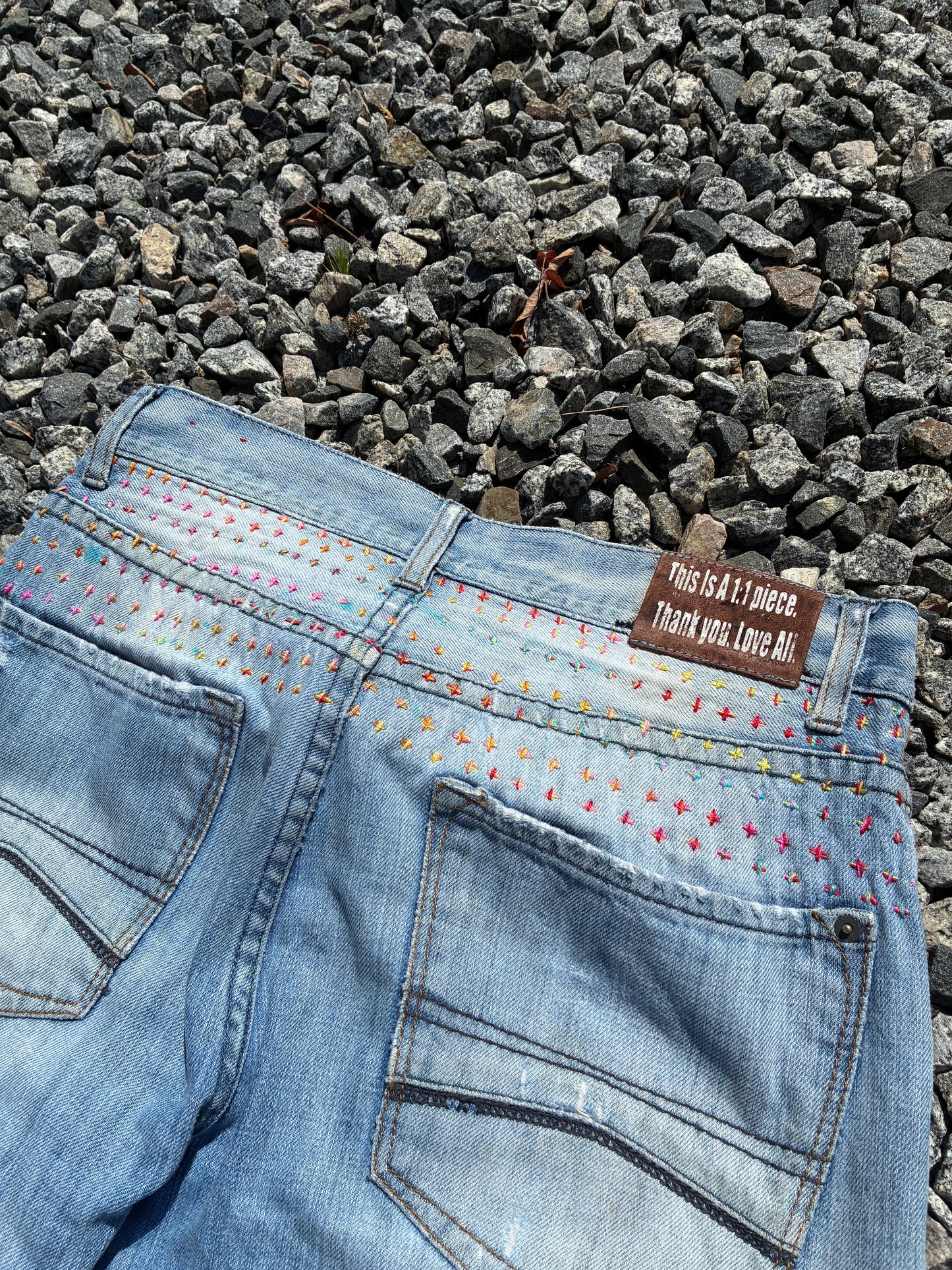 Reworked with Leather Express Bootcut Jeans 32x32