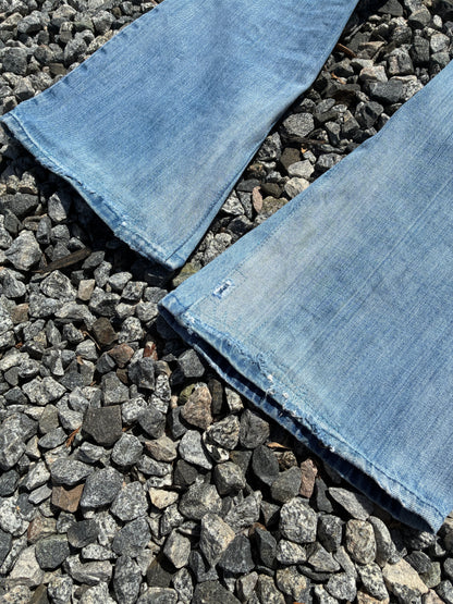 Reworked with Leather Express Bootcut Jeans 32x32