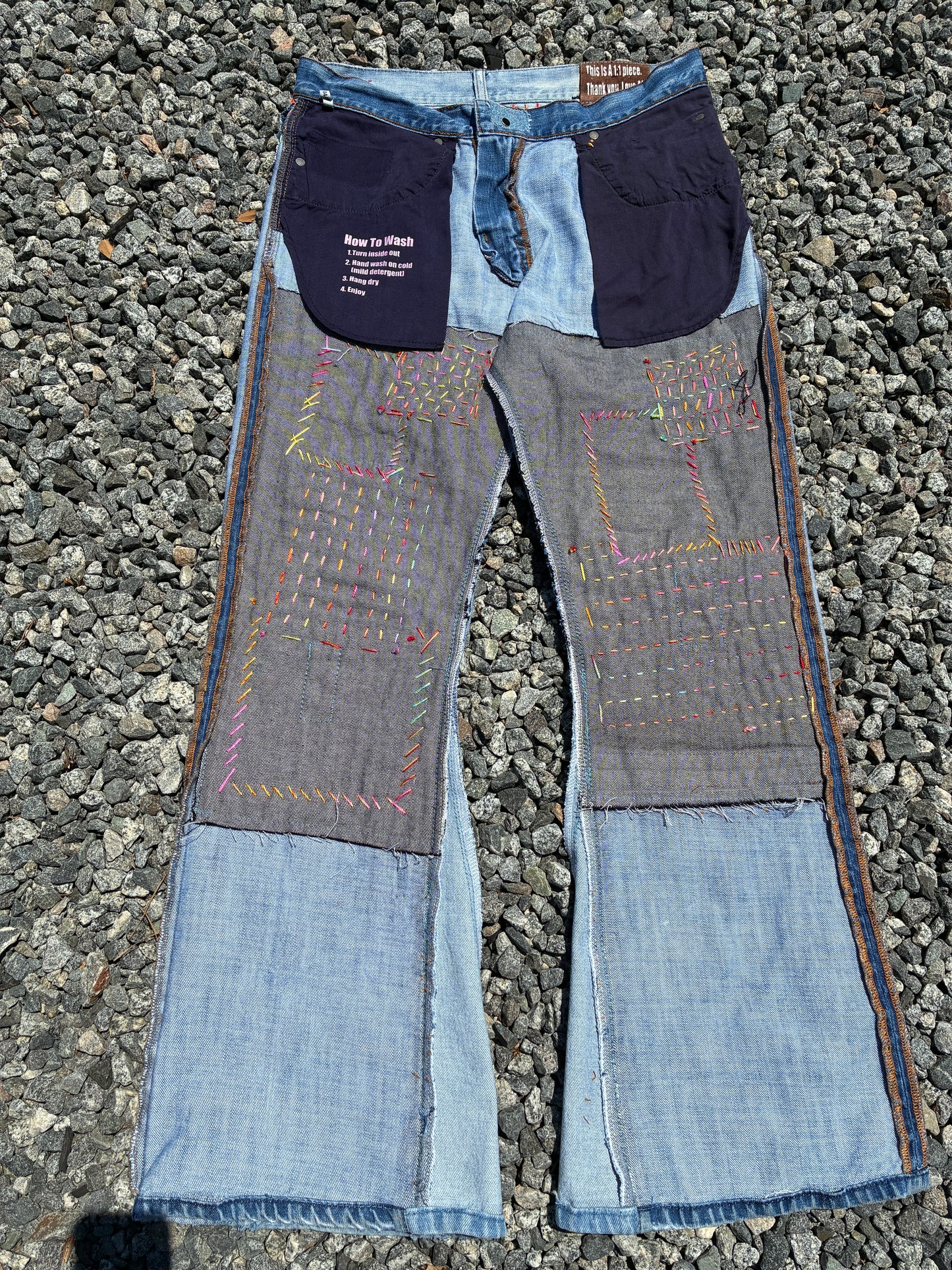 Reworked with Leather Express Bootcut Jeans 32x32