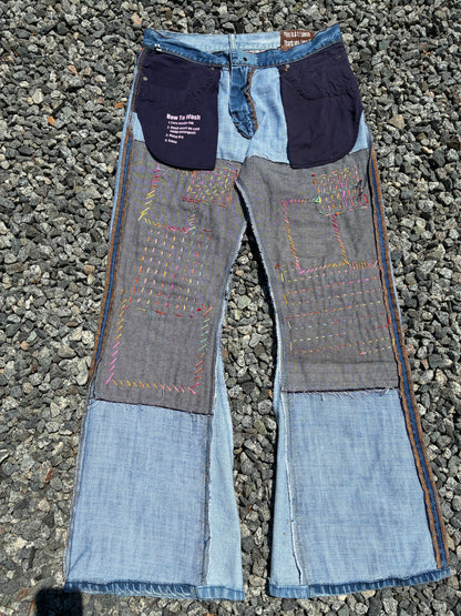 Reworked with Leather Express Bootcut Jeans 32x32
