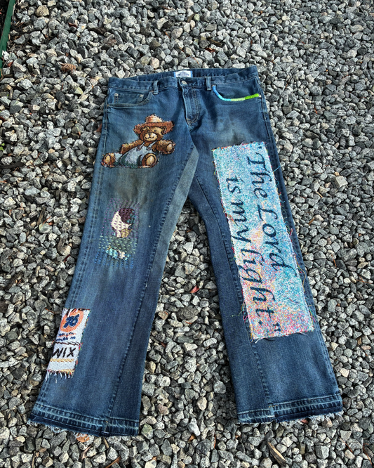 "The Lord is my light" bootcut jeans 32x32