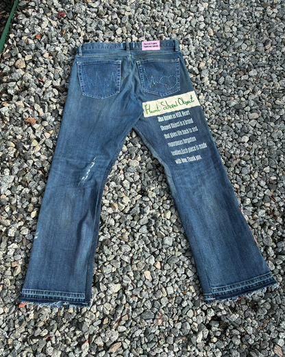 "The Lord is my light" bootcut jeans 32x32